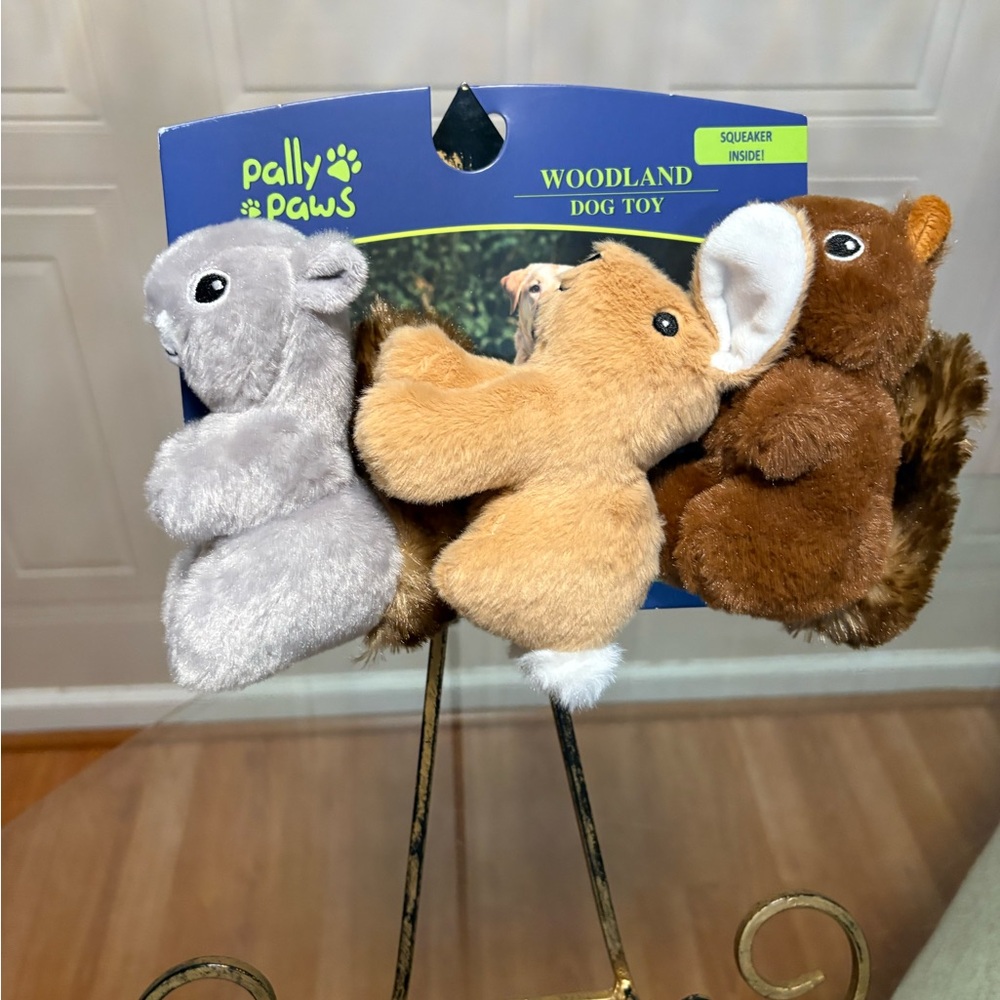 Pally Paws~ Set / 3 Little  Squeaky Dog Toy with Squeaker 6”